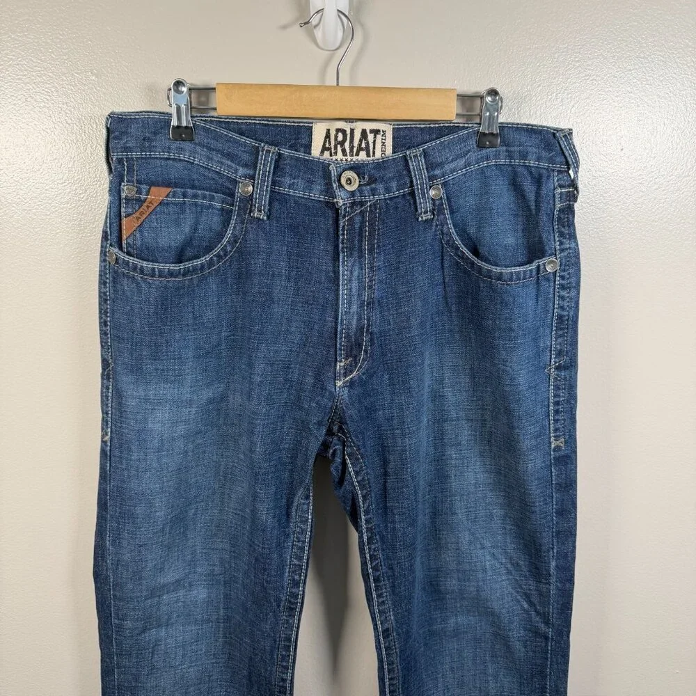 Ariat M5 Slim Straight Jeans Size 34x34 Dark Wash Blue Denim 100% Cotton - Picture 4 of 12